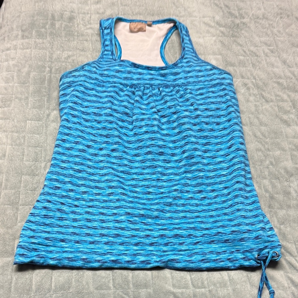 Athleta Swimsuit Top or Workout Tank Top, Built-In Bra, Blue, Razorback, Size M